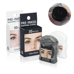 Cadena de mapeo de Microblading, marcador de cejas preentintadas, hilo de tatuaje, punto de cejas, cuerda de mapeo PMU preentintada, negro/blanco, 30m