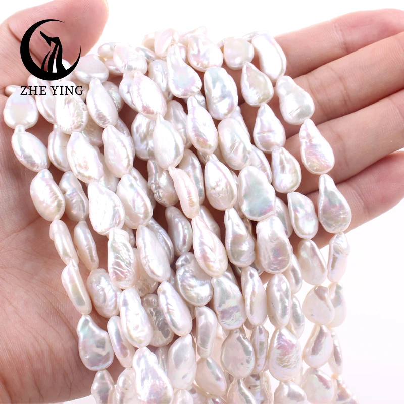 New AAA Natural Freshwater Pearl Flat Drop Shape 10x14mm Baroque Pearl Beads for Jewelry Making DIY Earrings Necklace 15\