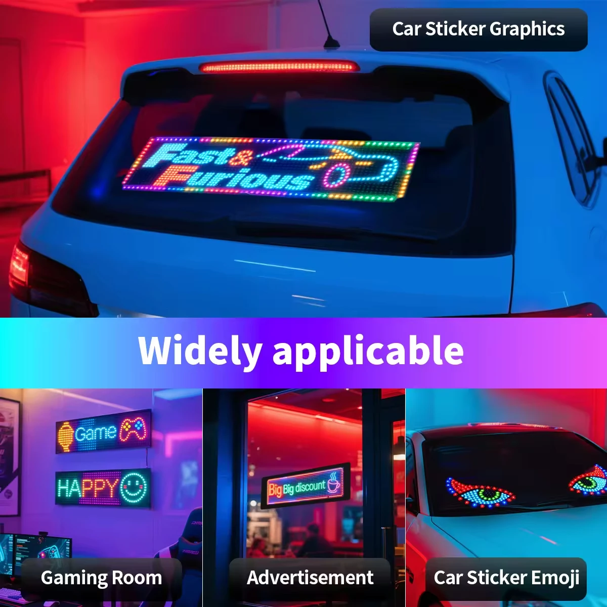 

4.72"×23.42in P5.5 WiFi LED Scrolling Message Board Programmable Digital Display Indoor Outdoor Advertising Sign for Shop Bar