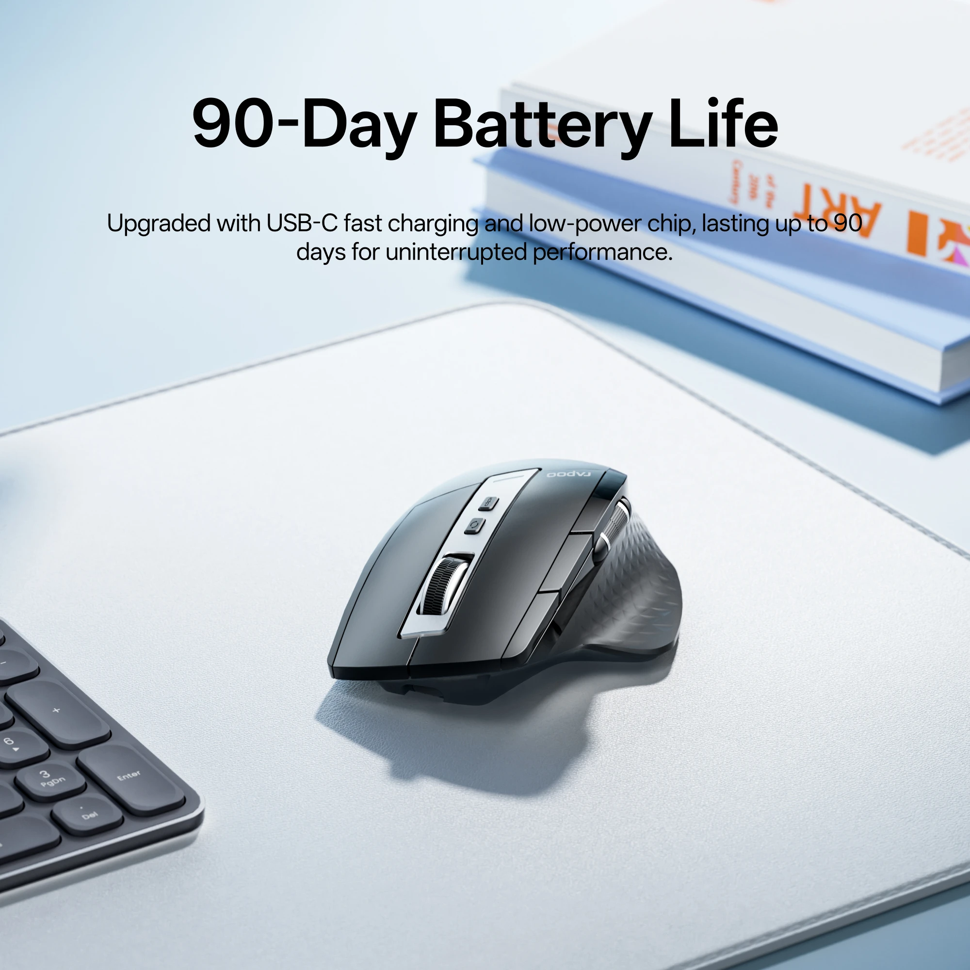 Rapoo 2026 New MT710L Multi-mode Rechargeable Wireless Mouse Ergonomic 4000 DPI Bluetooth Mouse Easy-Switch Up to 4 Devices image 4