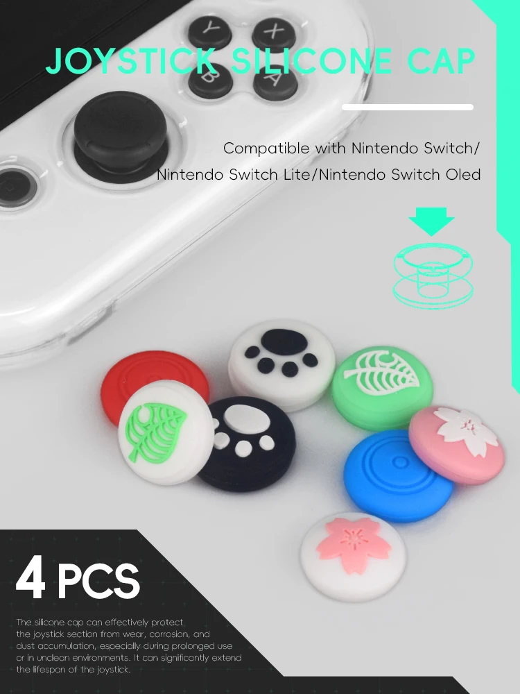 Data Frog para Nintendo Switch cubierta de Joystick para Joy Con cubierta de agarre de pulgar protección de tapa para Nintendo Switch accesorios Oled