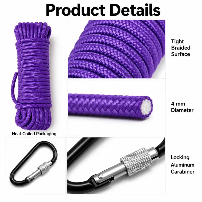 Picture 6: 1/2/3/5sets 31m 4mm Paracord Hanging Rope Cord Climbing Camping Survival Gear Paracord Outdoor Climbing Rope