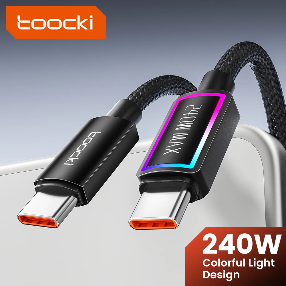Toocki 240 W USB C auf USB C Kabel PD 3.1 Schnellladung Bunte Kontrollleuchte Typ C Kabel für iPhone 17 16 Pro Samsung MacBook