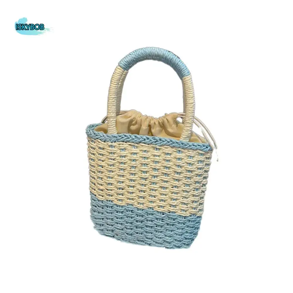 

Красочная соломенная сумка для покупок, повседневная большая вместительная лоскутная полосатая сумка, уличная летняя большая сумка для отдыха