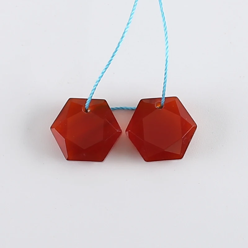 Wholesale Natural Red Agate Hexagon Faceted Earrings Beads For Jewelry Making, Fashion DIY Earring Stone Jewelry