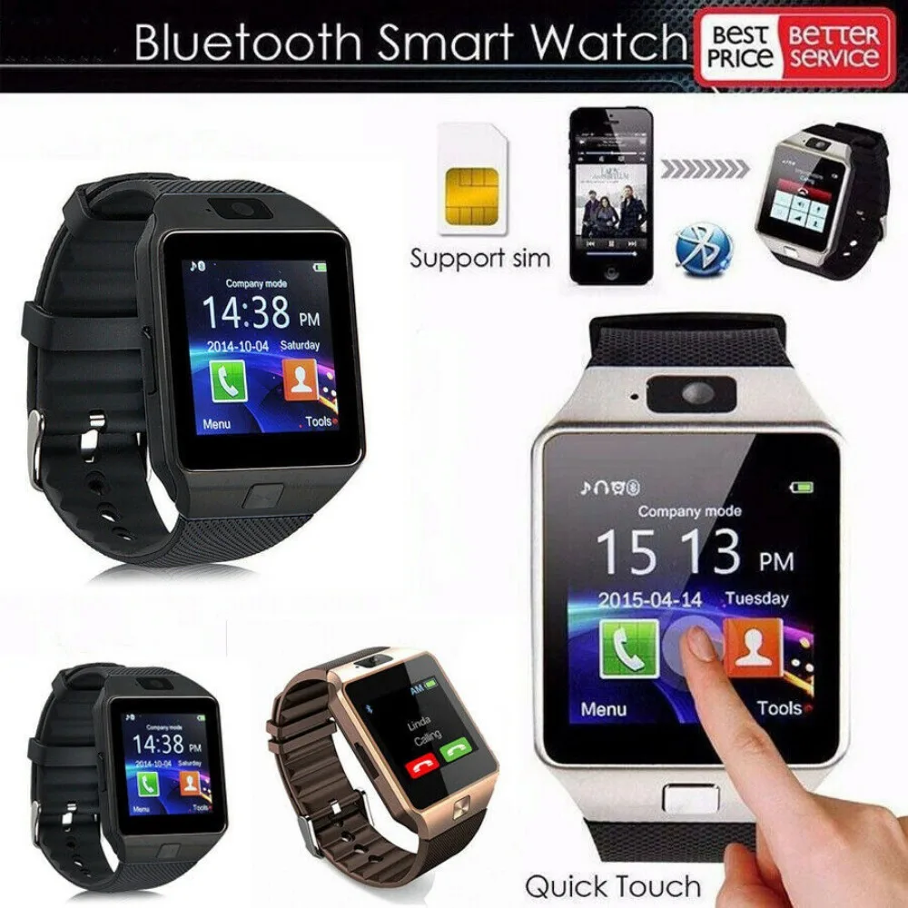 DZ09 Q18 Jam Tangan Pintar Layar Sentuh Digital Gelang Kamera Bluetooth Jam Tangan Pintar Kartu SIM Mendukung Telepon Ios Android