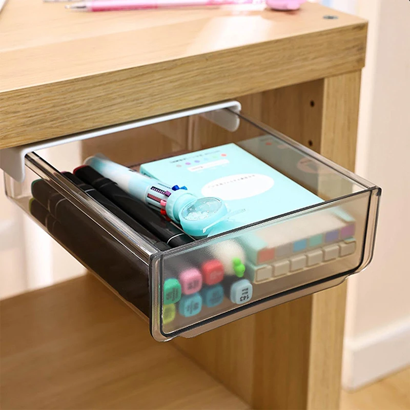 Adhesive Under Desk Drawers Clear Adhesive Drawer Storage Under Desk Organizes Home Office Pencil Stationery Tray Case