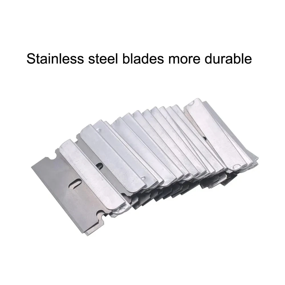 50/100pcs Metal Plastic Blades Safety Razor Scraper Glue Knife Glass Cleaner Replacement Carbon Steel Blade Floor Cleaning Tool