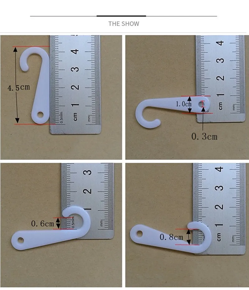 50PCS/Lot Plastic J Hooks Pothooks Sock Buckles for Sockings Cap Veil Tie Packing Hanger Packaging Hanging Accessories