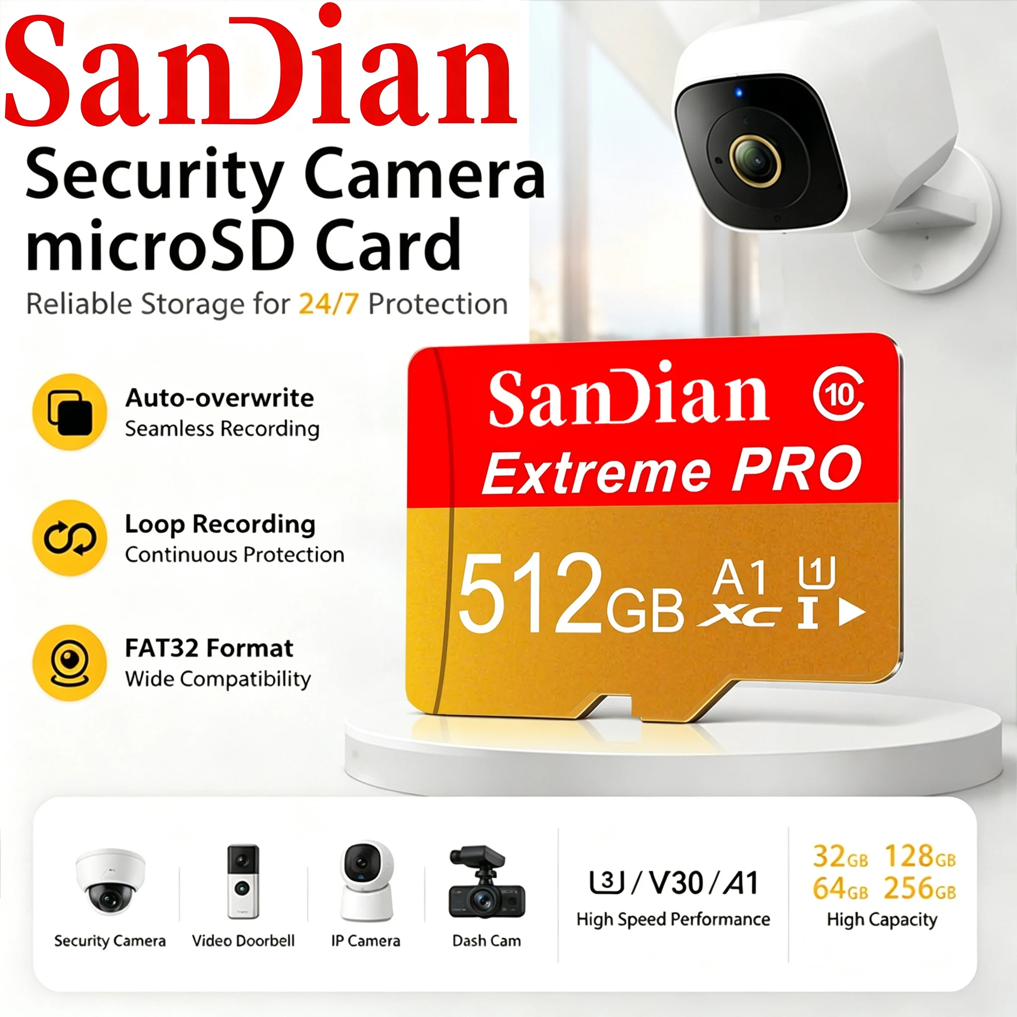 64GB 512GB 256GB Swift Memory Card TF Cards Micro TF SD Card SD Cards Video Speed A1 8K for CCTV/Tablet/Smart TV/Car DVR/Toy
