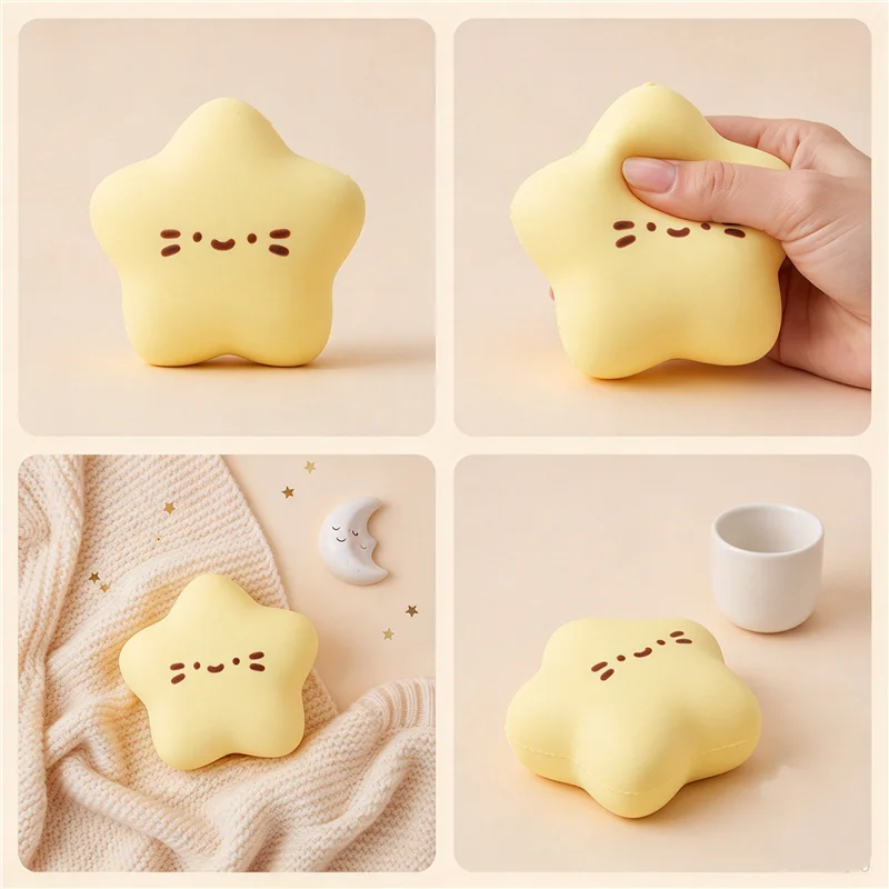 Kawaii Star Cartoon Animal Bread Squishy Toy Slow Rebound Squeeze Fidget Toy Simulation Toast Stress Relief Anxiety Sensory Toy