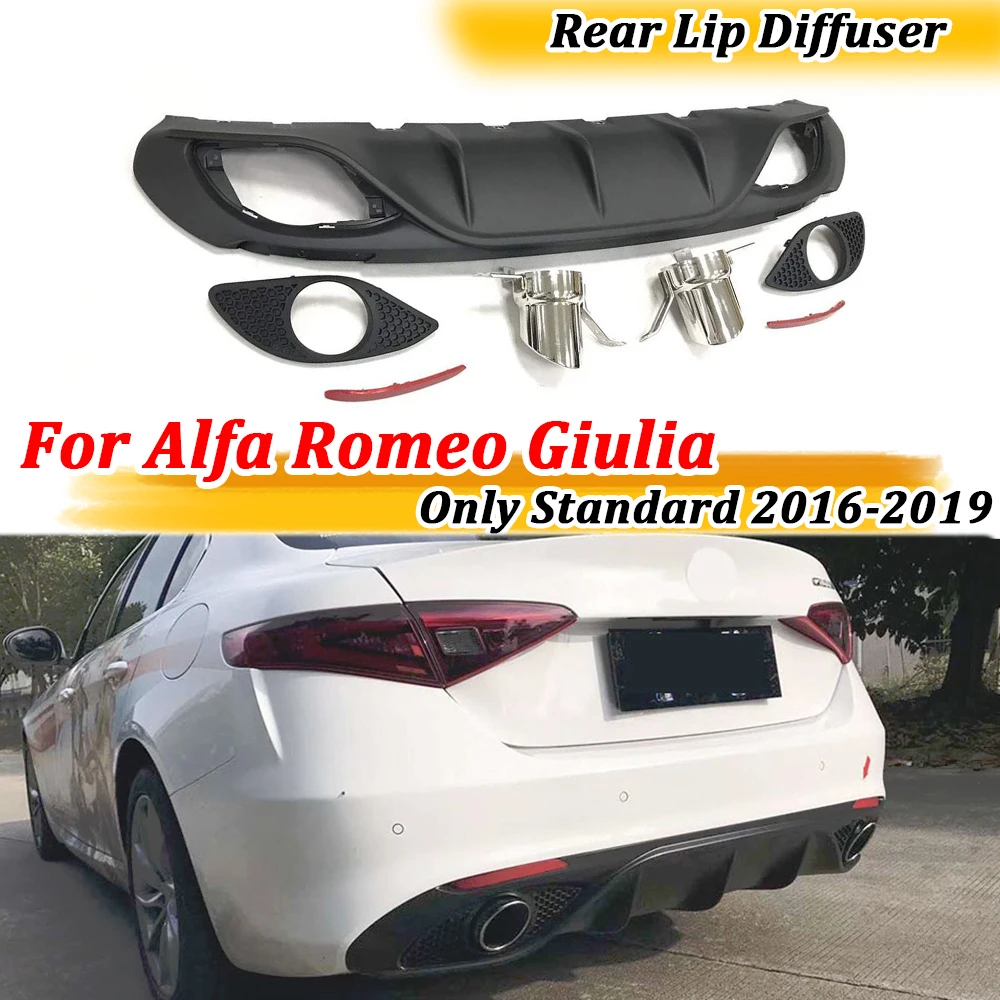 

Car Rear Diffuser Bumper Lip Exhaust Tips for Alfa Romeo Giulia Reflective Stripe Only Standard 2016-2019 PP Black Accessories