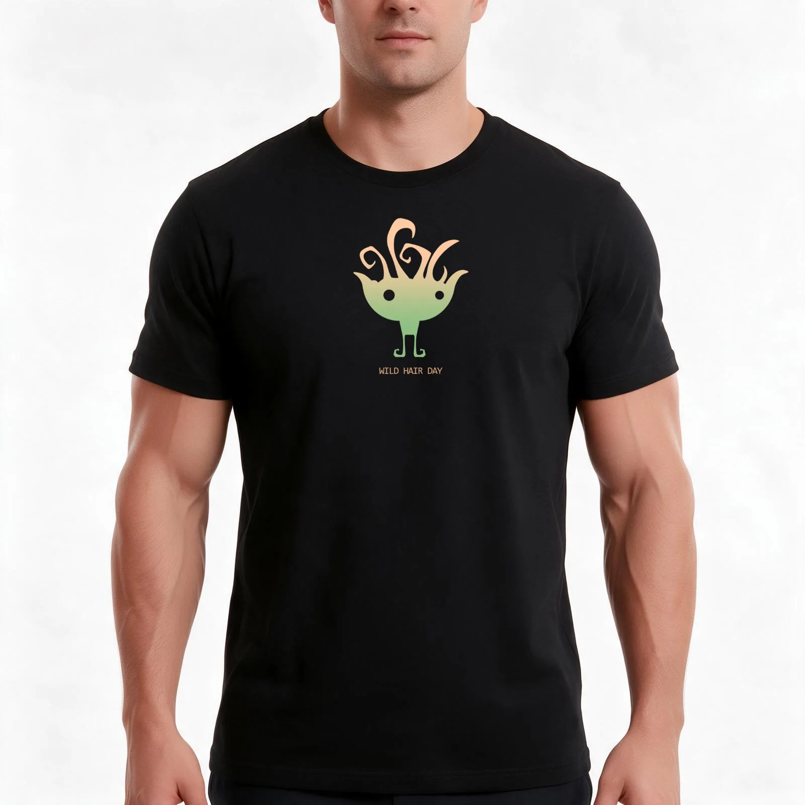 Wild Hair Day, w/ Text T-Shirt, Summer Casual Cotton Tee, Oversized Streetwear Tops, Vintage Graphic Print, Unisex Men Women