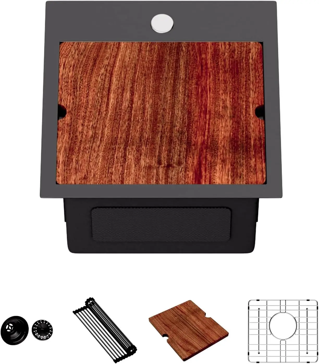 

Черная встраиваемая кухонная мойка для бара, 18 дюймов, из нержавеющей стали 16 калибра, с одной чашей, 18x18x9 дюймов, для автодомов и небольших кухонь