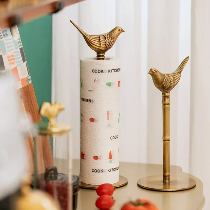 

Brass Material Golden Bird Paper Towel Holder Kitchen Roll Paper Storage Desktop Coffee Table Crafts Home Decoration Ornaments