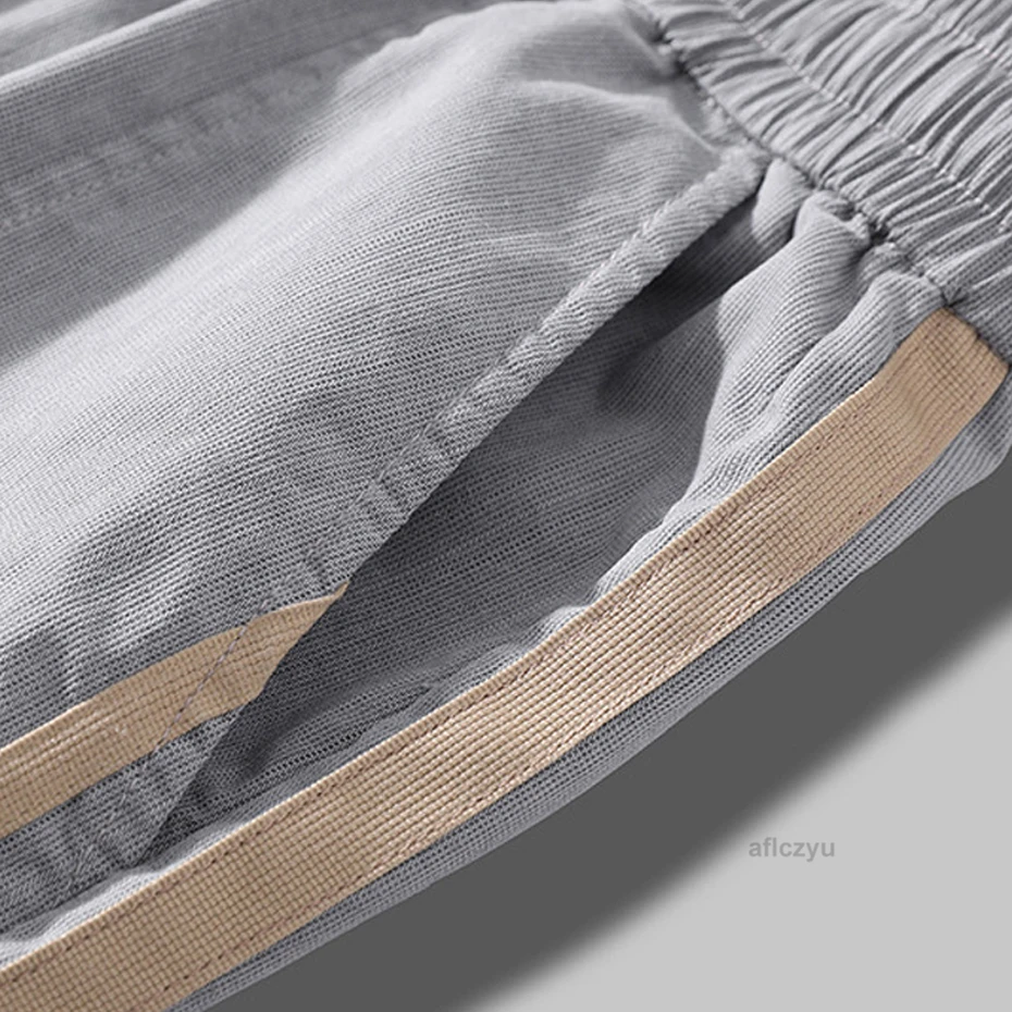 Jogger Pants Men Sweatpants Summer Cool Pants Thin Fashion Casual Ankle-length Pants Elastic Waist