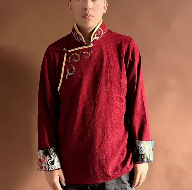 

Китайская тибетская мужская рубашка, весенняя блузка, винтажная