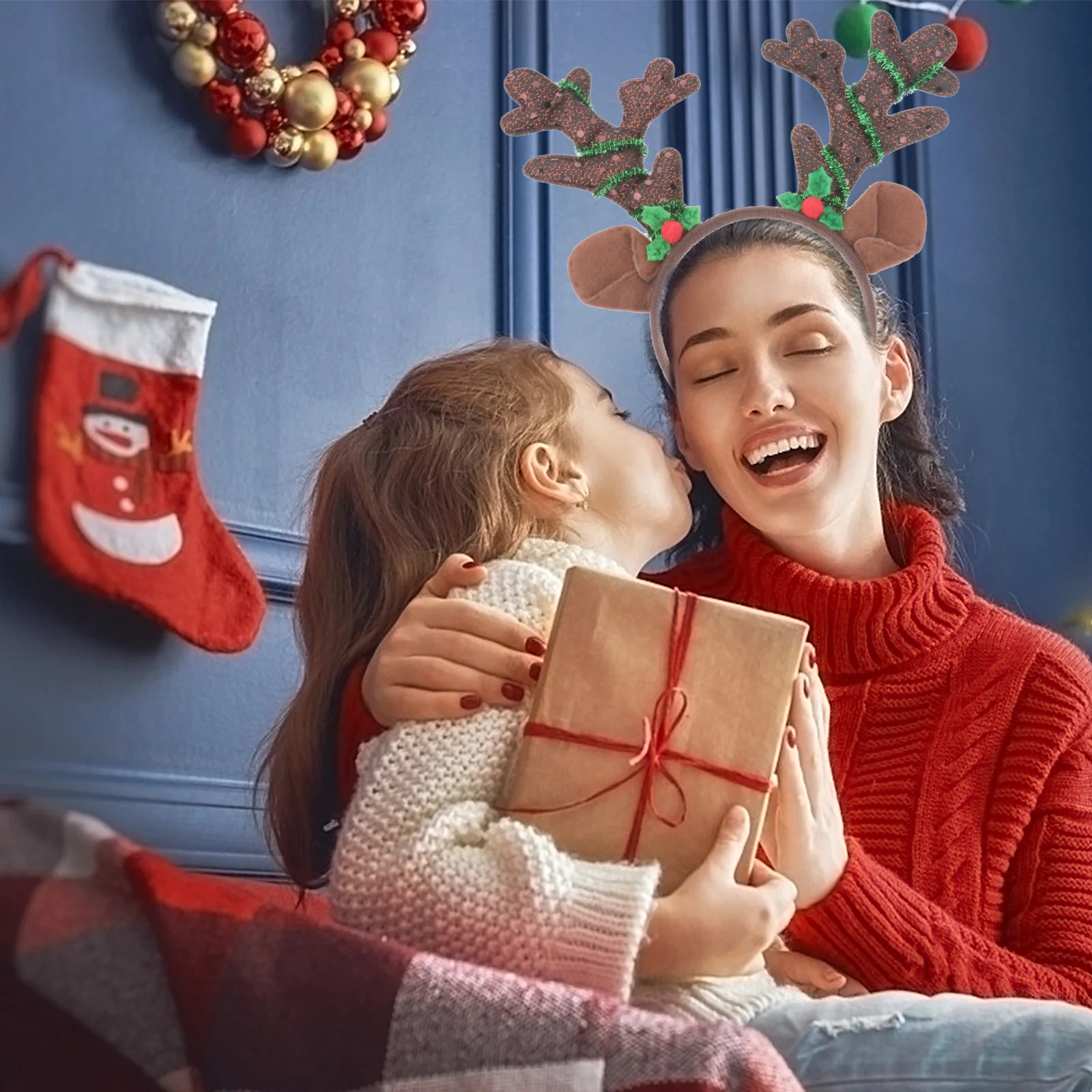 

6Pcs Light Up Christmas Headwear Antler Hair Band Glow Party Accessory Festive Holiday Gift for Kids Family Xmas Celebration