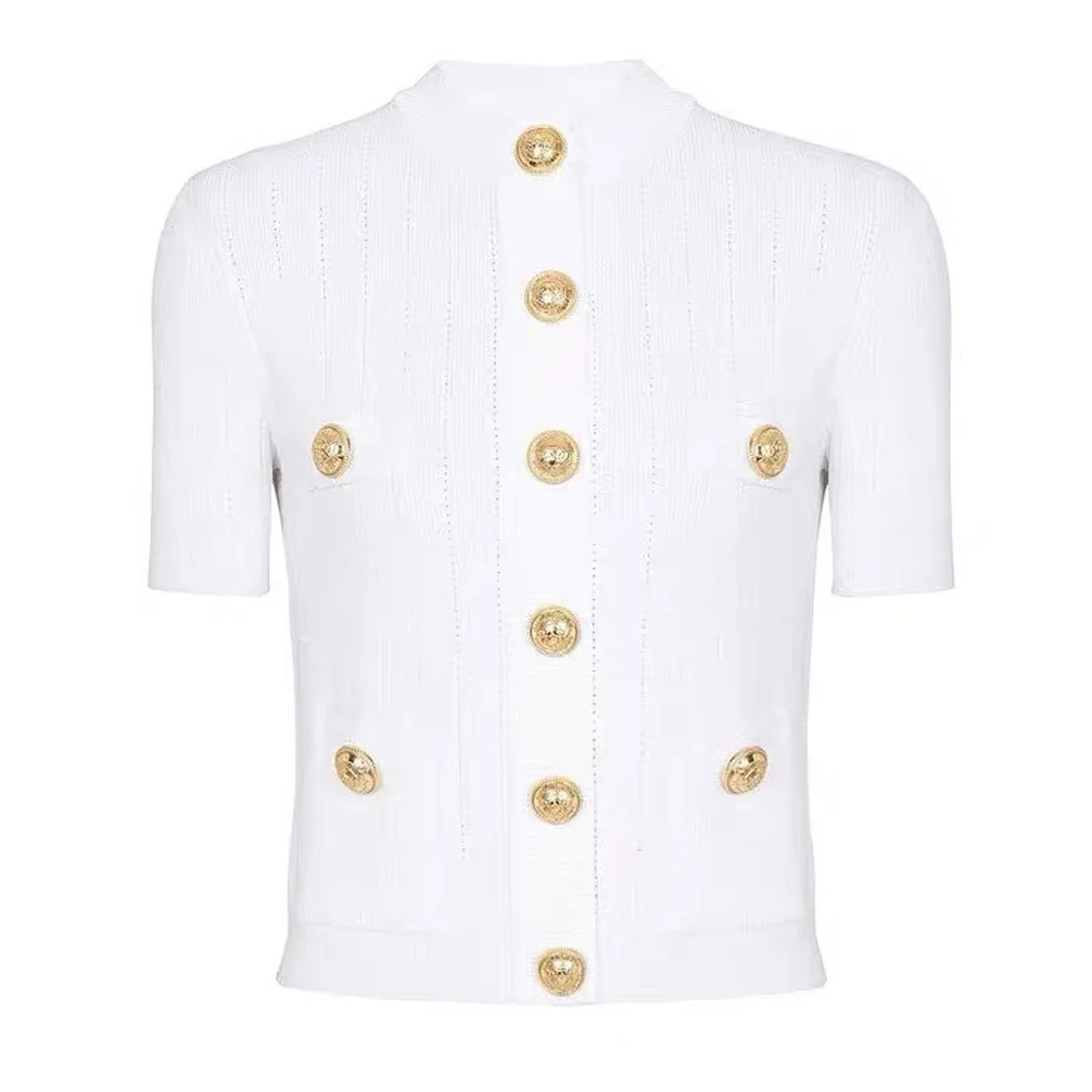 Primavera Verano nueva llegada ort cárdigan de punto para mujer con Golden Bule Ele Klein Blue Top Commute Sle Slim Fit