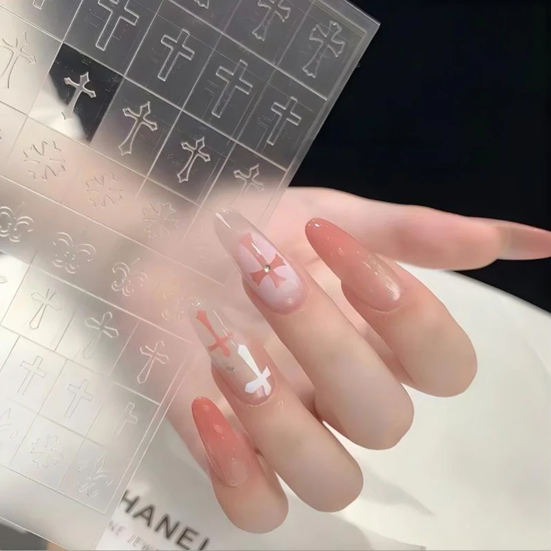 Halloween Nagelkunst-Schablonen Maniküre-Vorlagen DIY Gruselige Spinnennetz-Kreuz-Geister-Aufkleber für Gel-Nagellack-Malerei – Detail 1