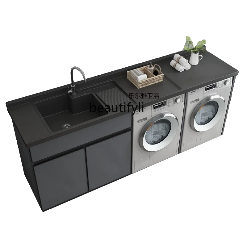 

Washing Machine Drying Cabinet Balcony Ark Dual Holder Drum Laundry Tub Inter-Platform Basin Balcony Assembled Cabinet