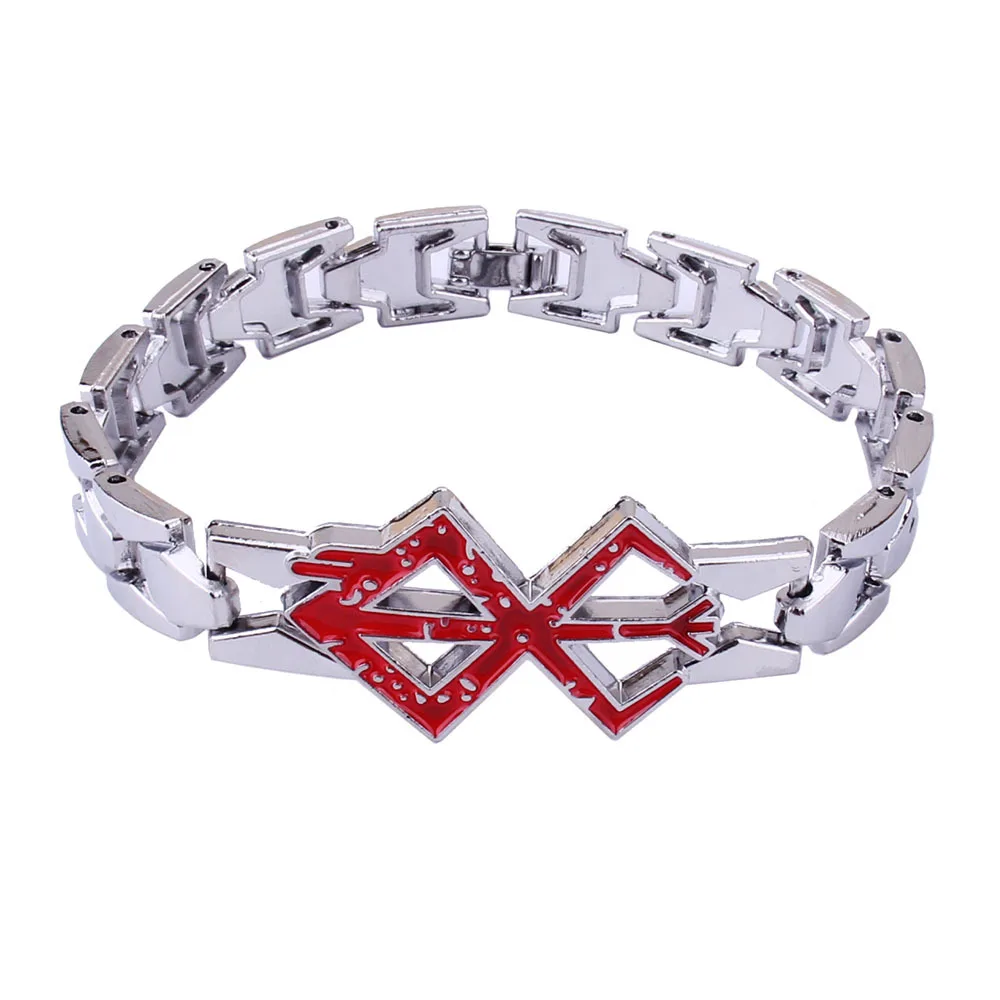 Berserk Behelit Guts Red Black Enamel Sign Bracelet for Men Women Brand of Sacrifice Metal Wristband Fans Cosplay Jewelry Props