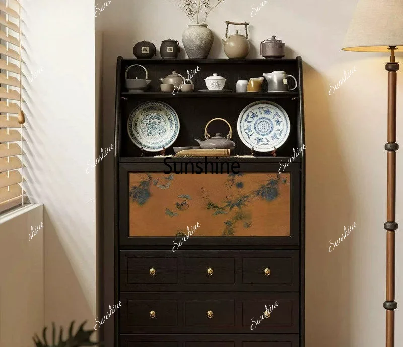 American light luxury solid wood chest modern simple side cabinet