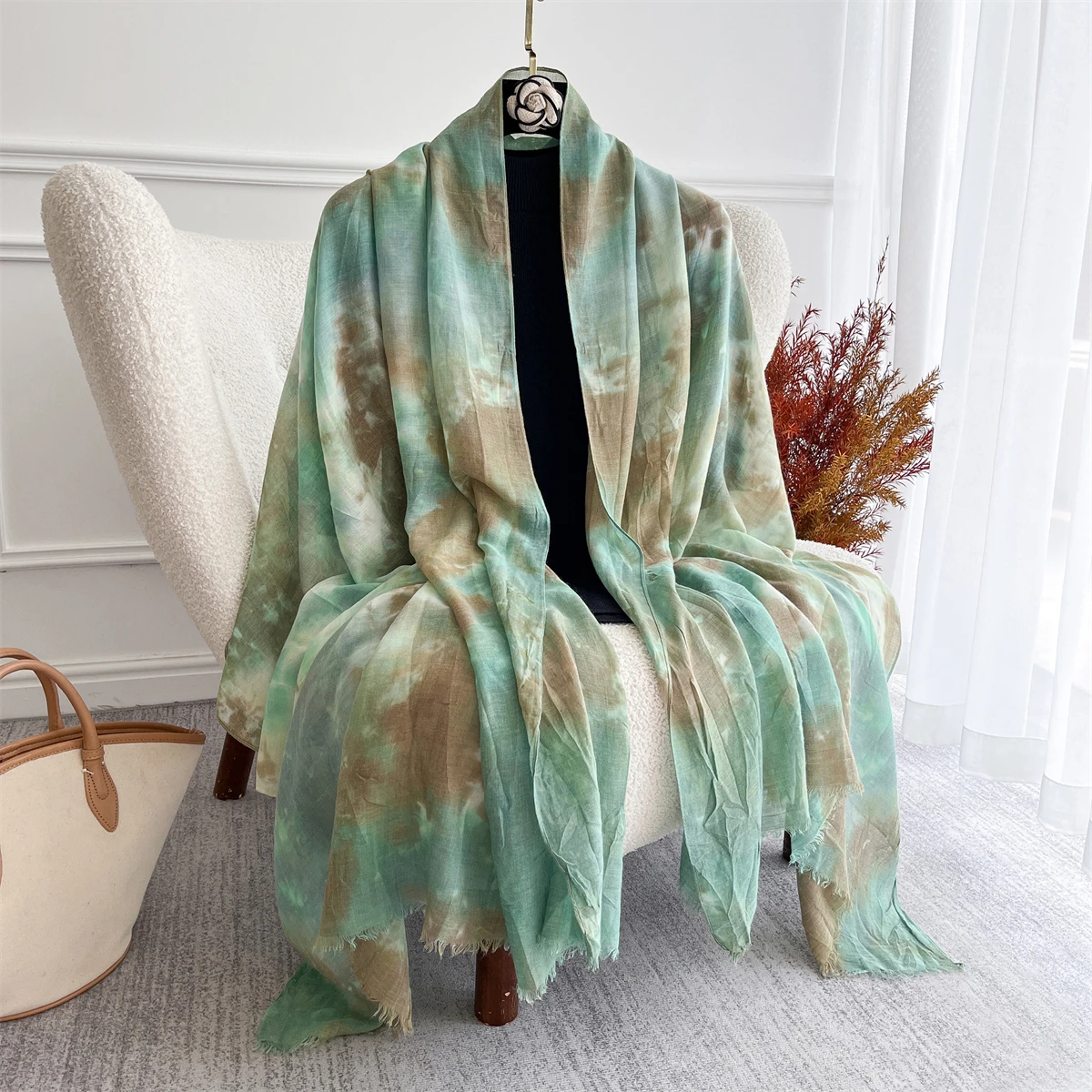 

New Women Cotton Tie dye Scarf Beach Hijab Shawls and Wraps 2025 Luxury Brand Flower Female Foulard Echarpe Designer Bandana