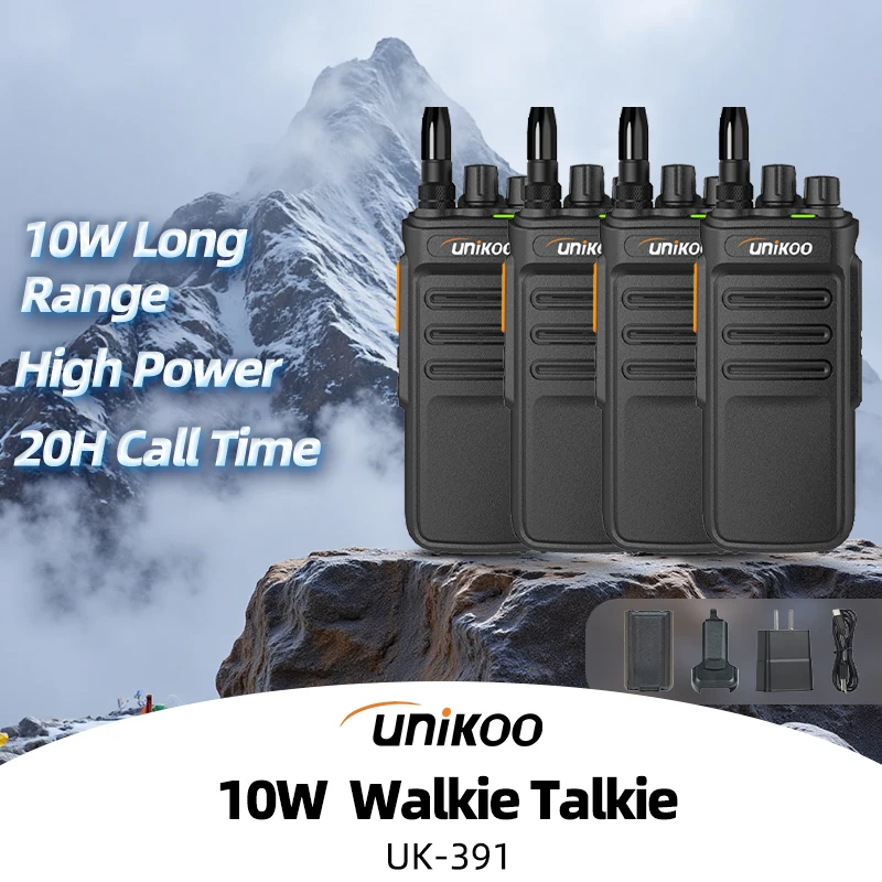 

UNIKOO UK391 4PCS 10W Walkie Talkie Long Range Communication Radio Walkie-talkie Two-way Radio PMR/FRS License-free Communicator