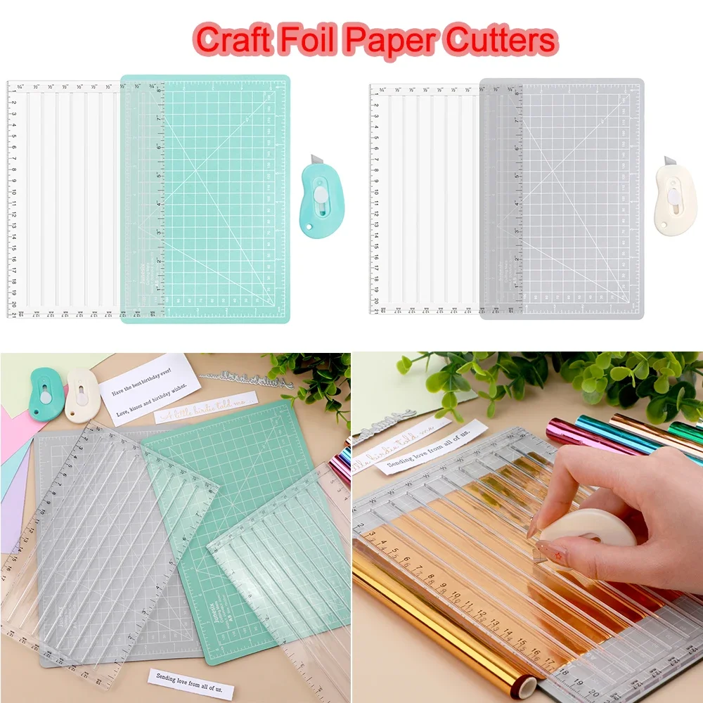 Quick Trimmer for Foil and Paper with Blade Craft Foil Paper Cutters Helpful Grid Line Easy Sentiment Strips Trimming Craft Tool