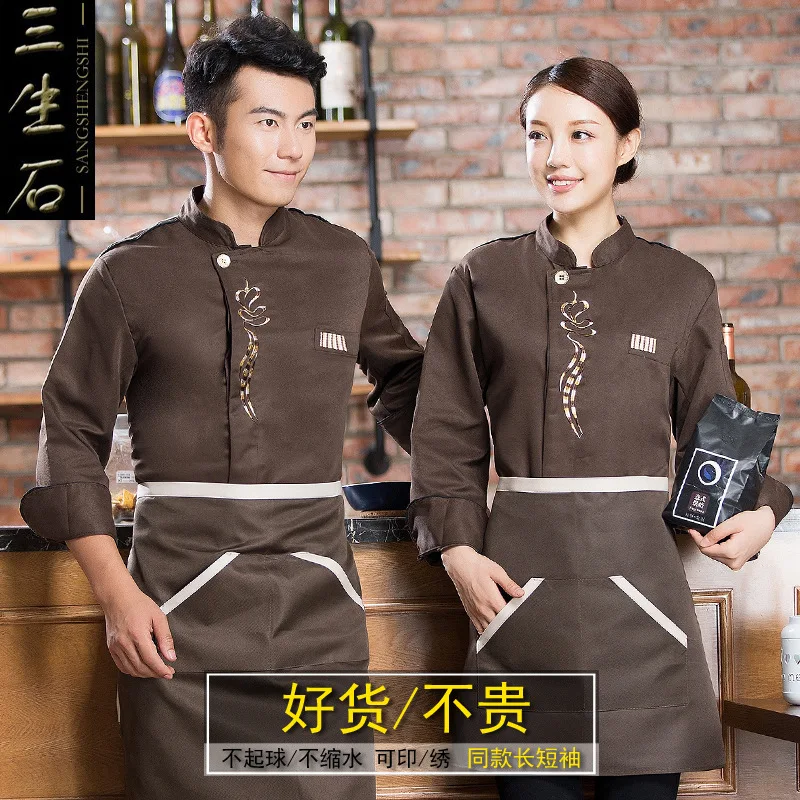 Overalls Long Sleeve Hotel Restaurant Kitchen Winter Clothes Men's and Women's Chef Uniform Autumn an