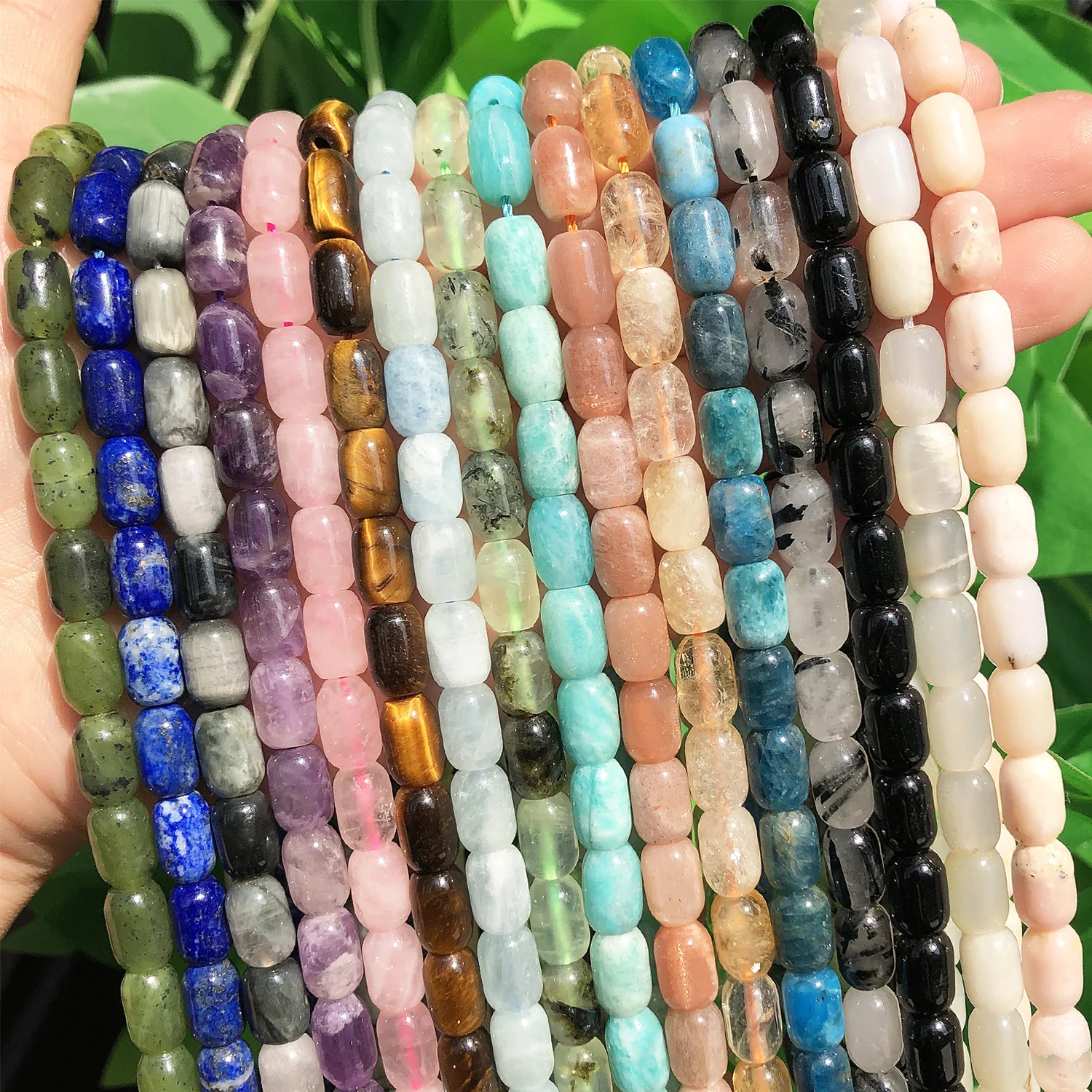 6x9mm Natural Citrines Amethysts Opal Lapis Lazuli Stone Drum Barrel Loose Beads for Jewelry DIY Making Bracelet Accessories