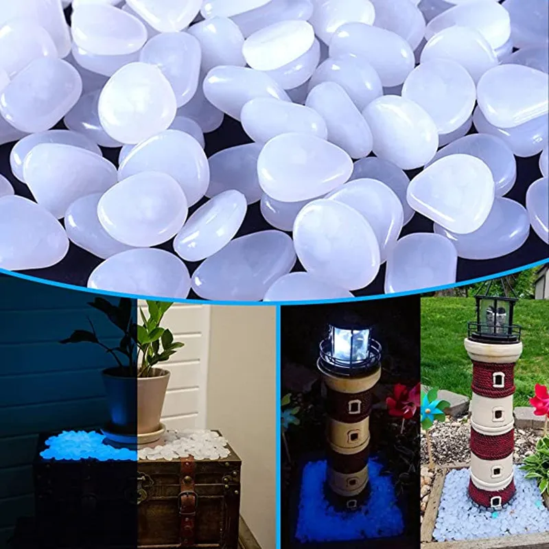 2-3cm Luminous Stones Glow In Dark Rocks In Bulk Garden Pebbles Fish Tank For Aquarium Outdoor Decoration White Mix Color 1000