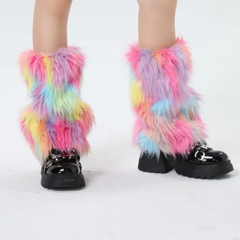 l5yc الشتاء فروي الجوارب الطويلة طماق غطاء الساق أكثر دفئا أحذية الشرير الجوارب harajuku plush ملونة الدفء الدفء الغطاء الساق #1