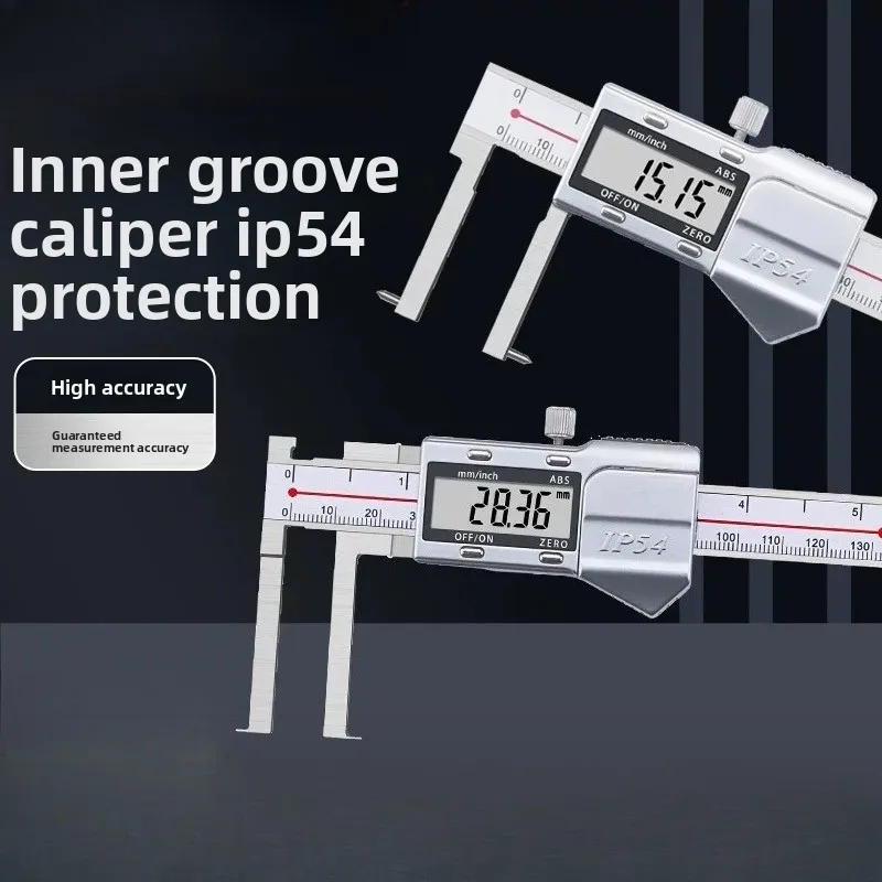 Digital Inside Groove Caliper, Inner Pointed Jaw 0.01mm Precision, 150/200/300mm Snap Ring Groove Measuring Tool