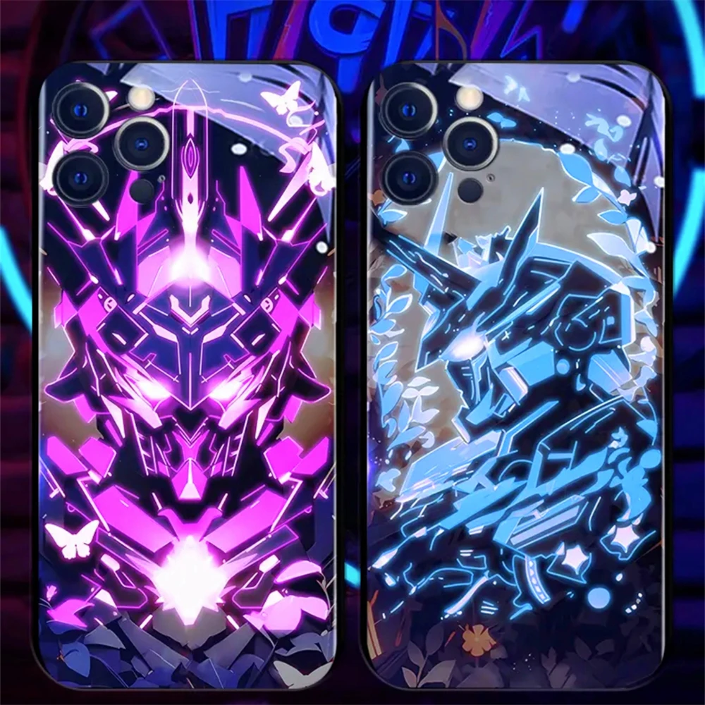 Mech Armor Panda Design Sound Control LED-Blitzlicht-Hüllen Leuchtende Glasabdeckung für Samsung S26 S25 S24 S23 S22 S21 S20 FE Plus Ultra – Detail 29