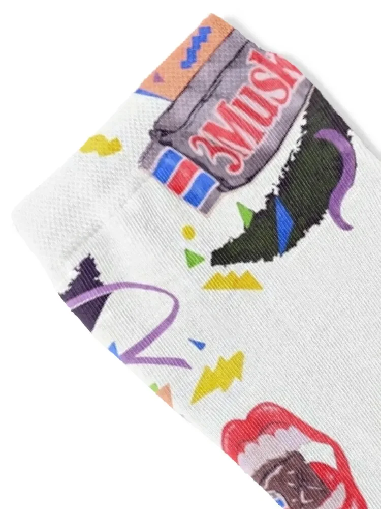 80's 3 Musketeers Take A Bite Vintage Mars Brand Socks hiphop Lots Designer Man Socks Women's