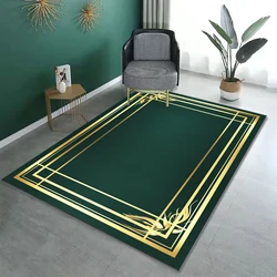 Dark Green Gold Frame Carpet for Living Room Home Soft Fluffy Sofa Area  Decorative Rug  Bedroom Cloakroom Washable Non-slip Mat