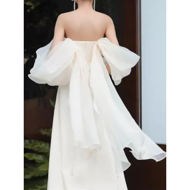 French Light Wedding Dress Bridal Outdoor Travel Shooting Dress Light Luxury Minority High-End Welcome Yarn Toast Dress