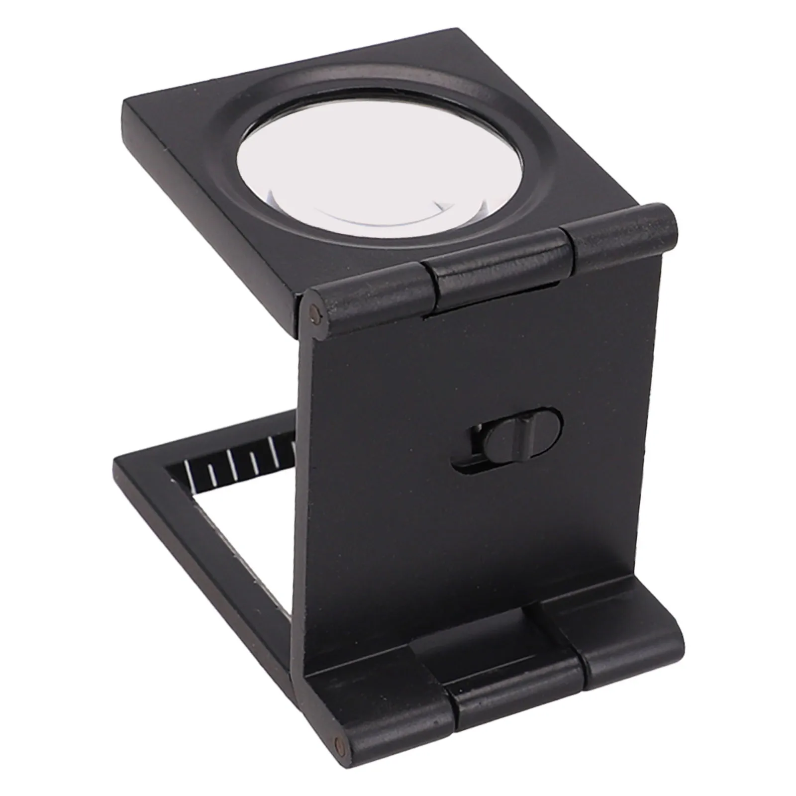 Folding Metal Linen Tester Magnifier, 10X Magnifying Power, LED Lights, Portable Stand, Zinc Alloy and Glass Lens