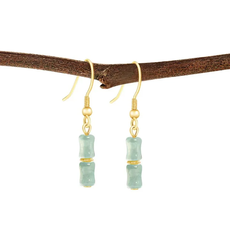 Boucles d'oreilles à nœud en bambou d'eau bleue naturelle de qualité A, en argent Sterling S925, Jade glacé, bijoux à la mode, livraison directe