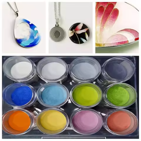 12/24 Color High Temperature Enamel Powder Glaze Hand-DIY Silver Ring Pendant Painting Color 750 ℃ -820 ℃ Enamel Powder 30g