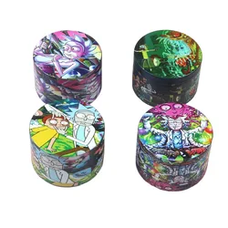 50mm New cartoon pattern metal 4 layer cigarette grinder herbal tobacco grinder  spice grinder cigarette accessories