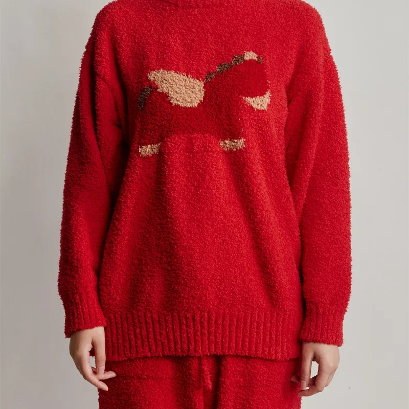 هدايا السنة الجديدة لعام 2025 من الحصان: ملابس نوم لسنة الولادة الحمراء، بيجامات، دافئة وقريبة ومريحة #3