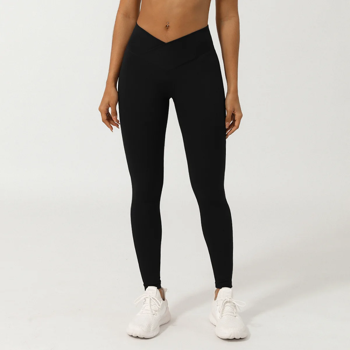 Legginsy Fitness damskie sportowe spodnie do jogi z wysokim stanem legginsy treningowe do biegania na siłownię z krzyżową talią szybkoschnący Push-Up