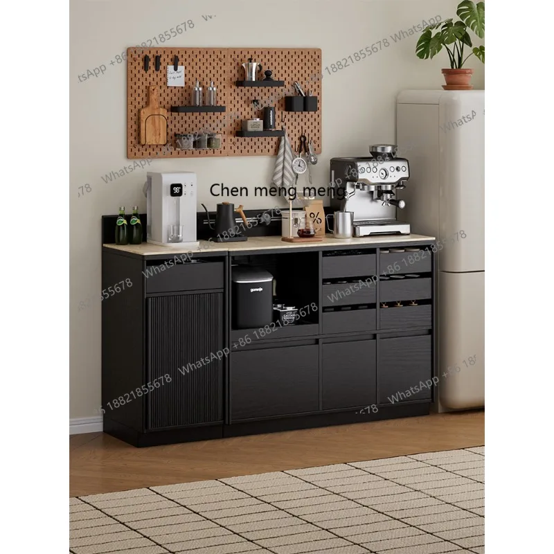 

Solid wood dining side cabinet integrated storage against the wall, module combination coffee bar integrated cabinet