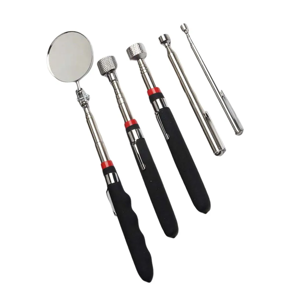 Espelho telescópico de inspeção para carro, 5 peças, alça de metal, espelho de inspeção flexível para reparo de automóveis, fabricação eletrônica, motor