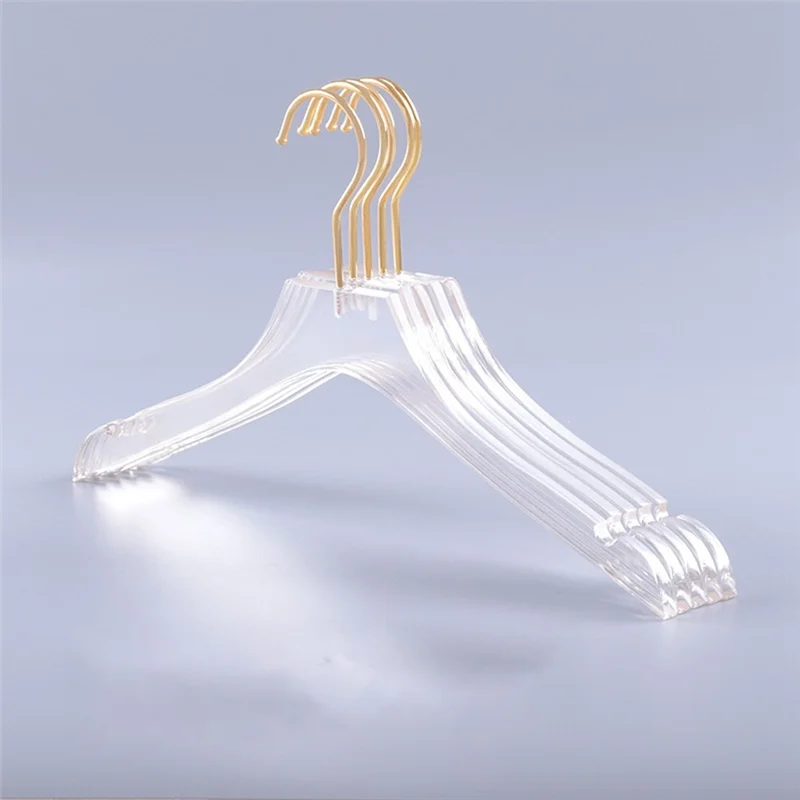 ABSE-15 Pcs Clear Clothes Hangers With Gold Hook, Transparent Shirts Dress Coat Hanger With Notches For Lady Kids Small