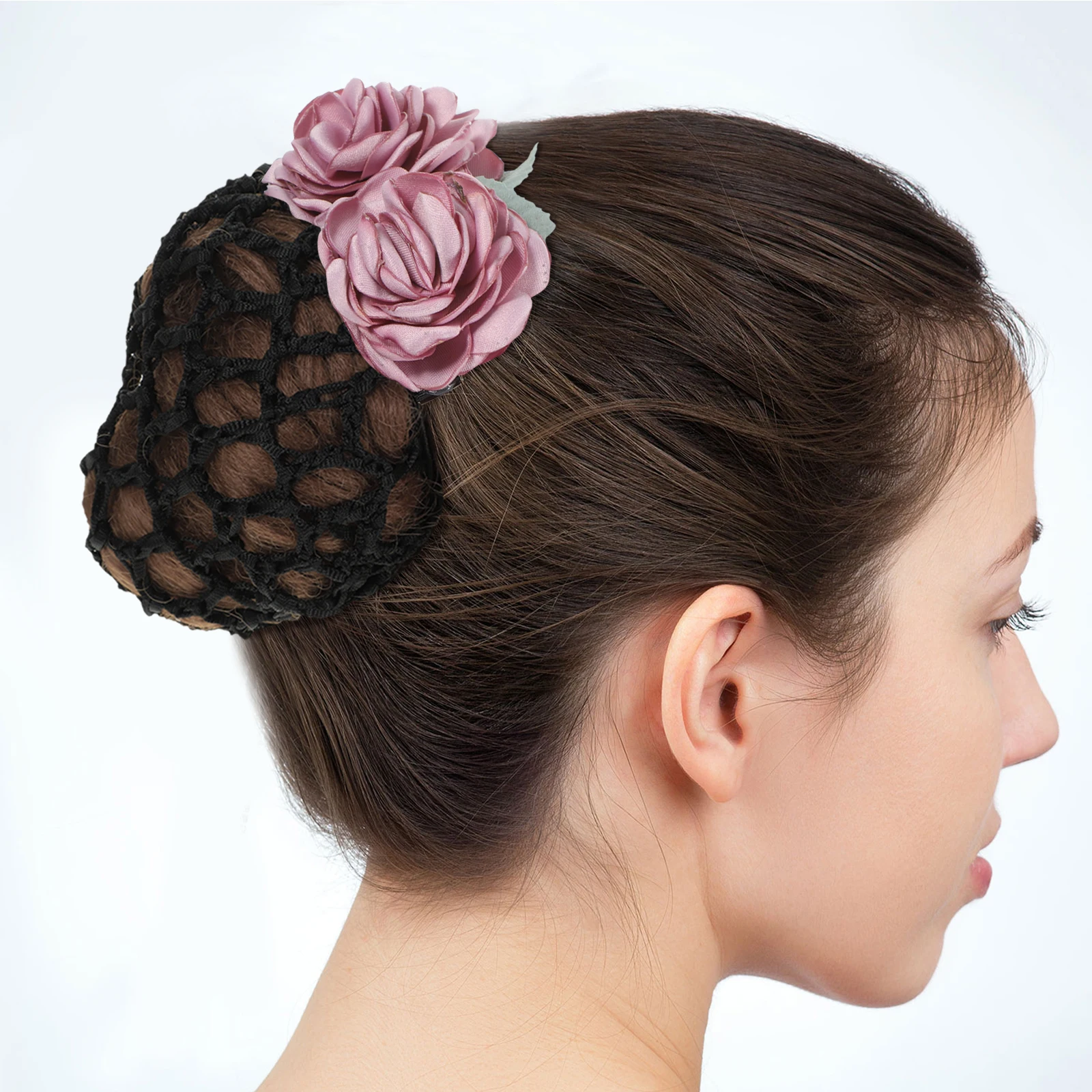 

Clips Net Accessories Women Bun Crochet Hairnets Dance Buns Large Mesh Durable Handmade Flower Classic Practical