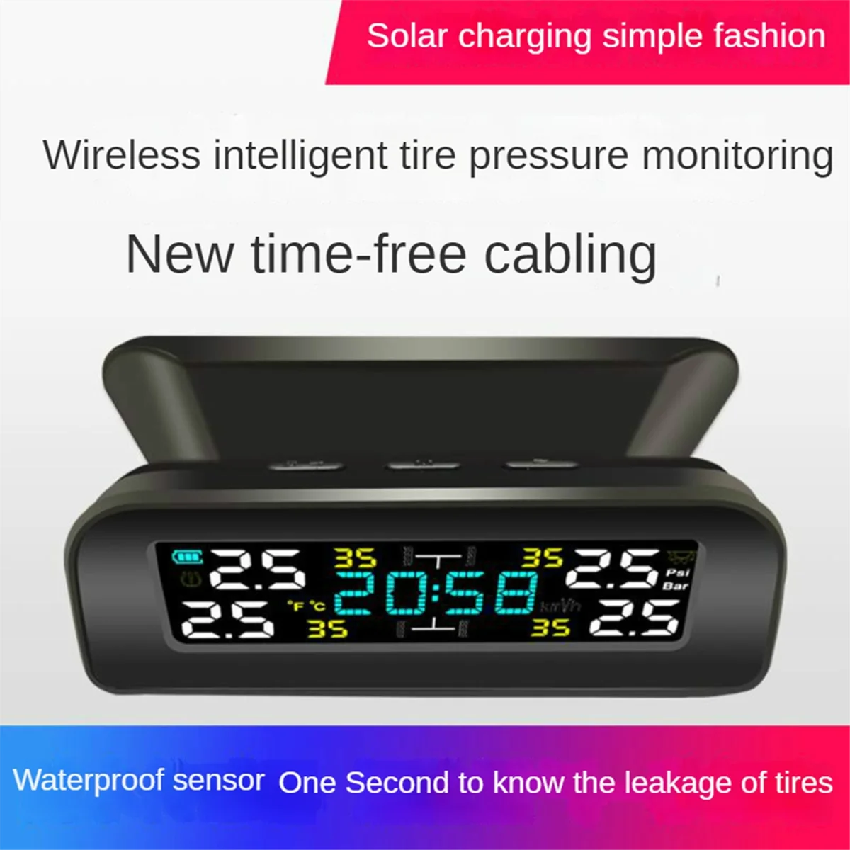 Tire Temperature Tire Pressure Monitor Car Universal Tire Inspection Monitor Wireless Solar Power External